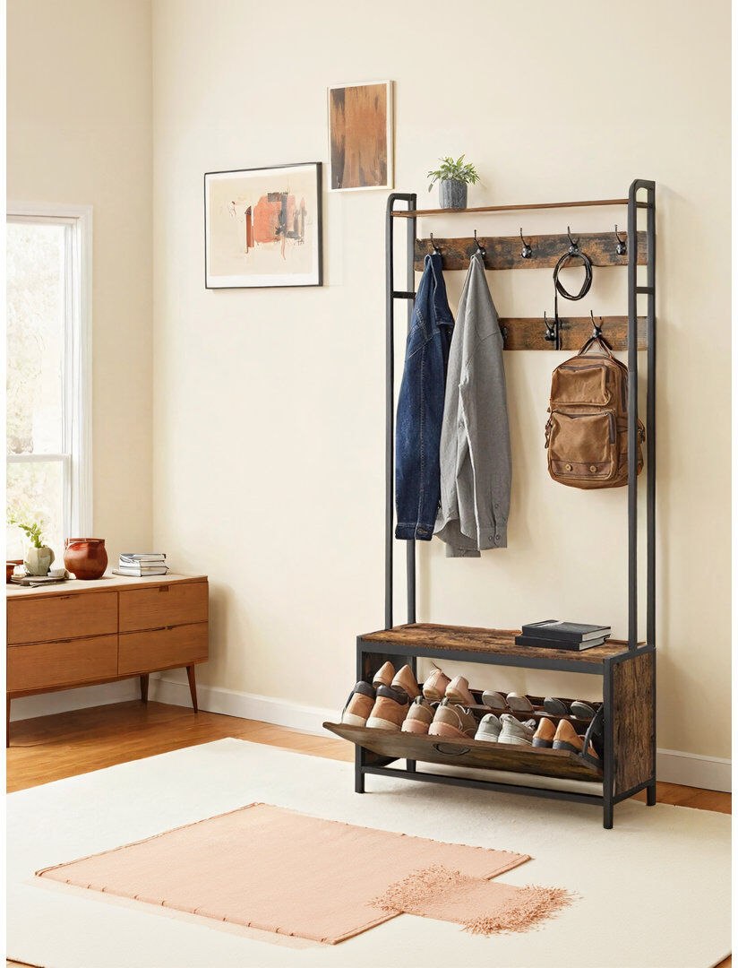 Rio 85 cm W Hall Tree Brown 180cm H X 85cm W X 30cm D
