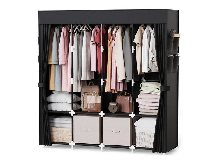 LuxusKollektion Stoffschrank Kleiderschrank Stoff 170x42x170cm Schwarz (1-St)