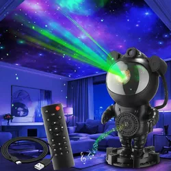 tectake® LED-Sternenhimmel-Projektor, 360° drehbarer Kopf, mit Sternen, Mond und Nebel, 4 RGB-Farben, 5 W, inkl. Stromkabel, Bluetooth- und Music-Funktion mit 8 Sounds sowie Timer