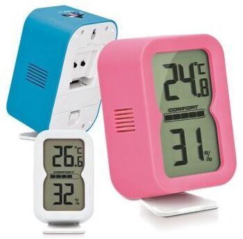 Thermomètre hygromètre personnalisable numérique ABS bleu
