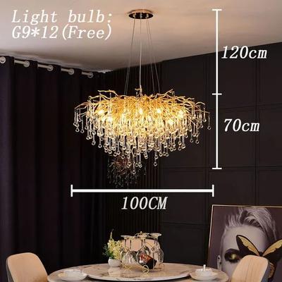 Uplift Treasures Nordic Luxury Gold K9 Crystal LED Chandelier dia100cm pendant gold Body warm White