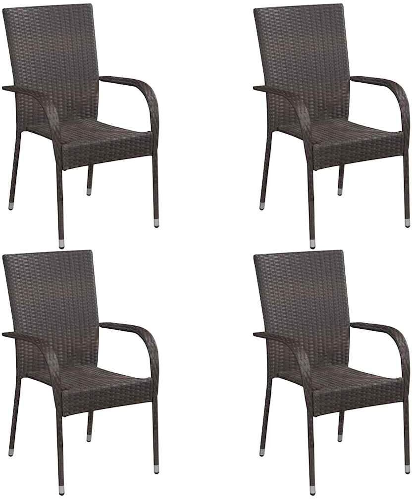 vidaXL Set de muebles de comedor de jardín 5 piezas de ratán marrón Marrón