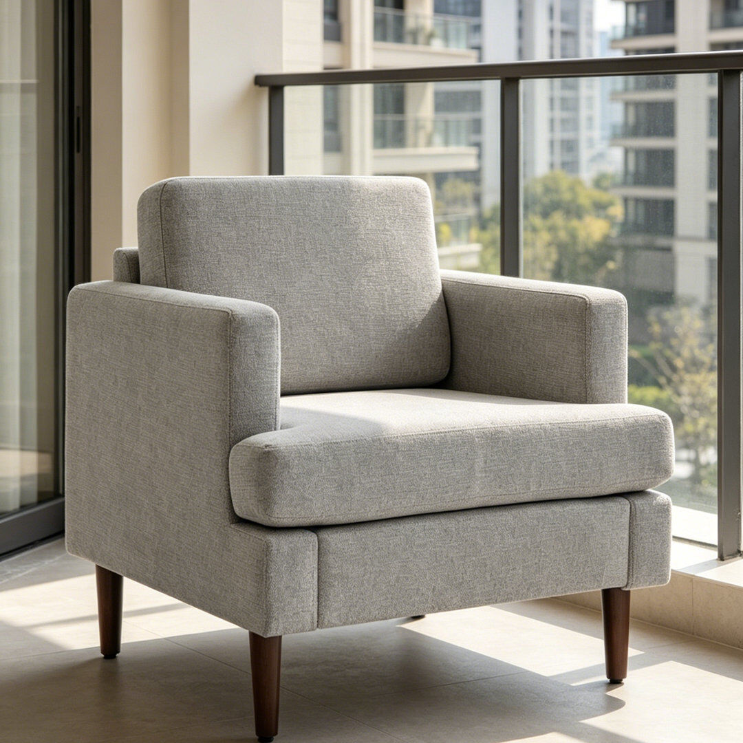 George Oliver Mid Century Modern Single Armchair Grey 80cm H X 76cm W X 64cm D