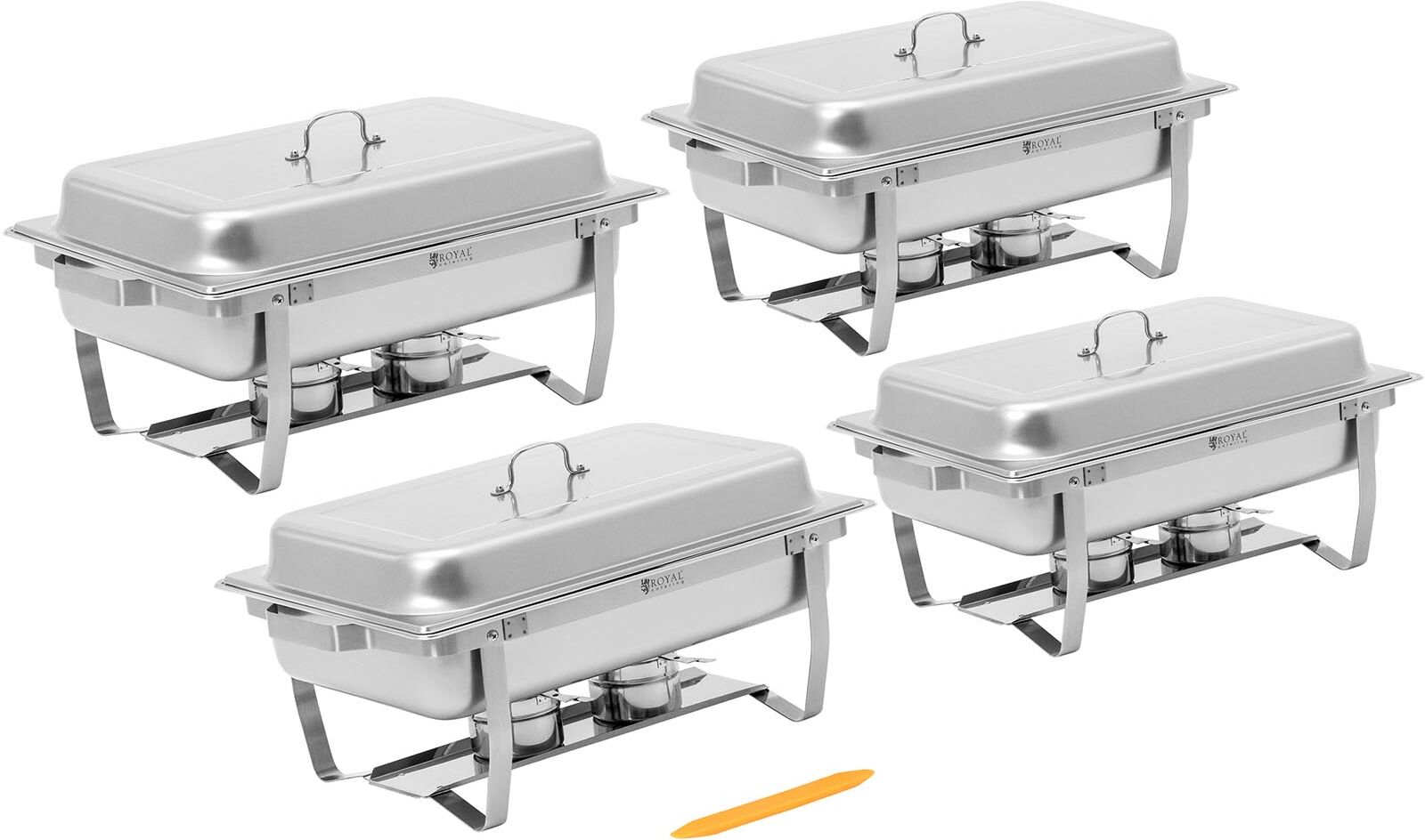 Chafing Dish - set of 4 - GN 1/1 - 4 x 7.5 l - 2 fuel containers - Royal Catering RCCD-4SET9