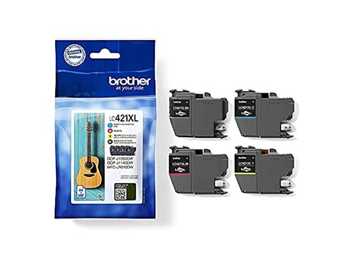 Brother LC421XLVAL\, Pack de 4 Cartouches d'encre tranparentes Originales\, Haute capacité\, Noir\, Cyan\, Magenta\, Jaune