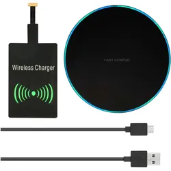 Avizar QI-Ladegerät + Micro-USB QI-Ladeempfänger (5 W), Wireless Charger, Schwarz