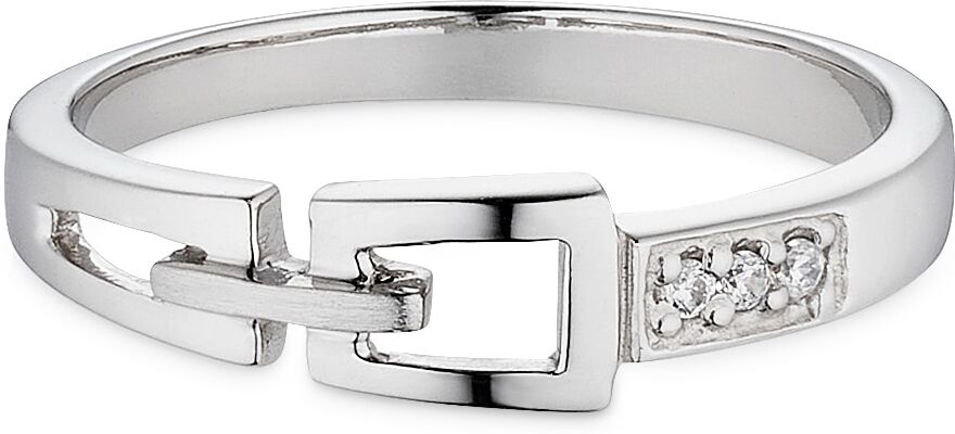 Silberring BRUNO BANANI "Schmuck Geschenk Fingerring mit Gürtelschnallen-Optik" Gr. 56, silber (silberfarben, kristallweiß), Fingerringe, 56, Silber 925 (Sterlingsilber), 2,8mm, Silberring, mit Zirkonia (synth.)