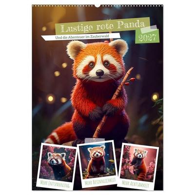 Lustige rote Panda (Wandkalender 2027 DIN A2 hoch), CALVENDO Monatskalender
