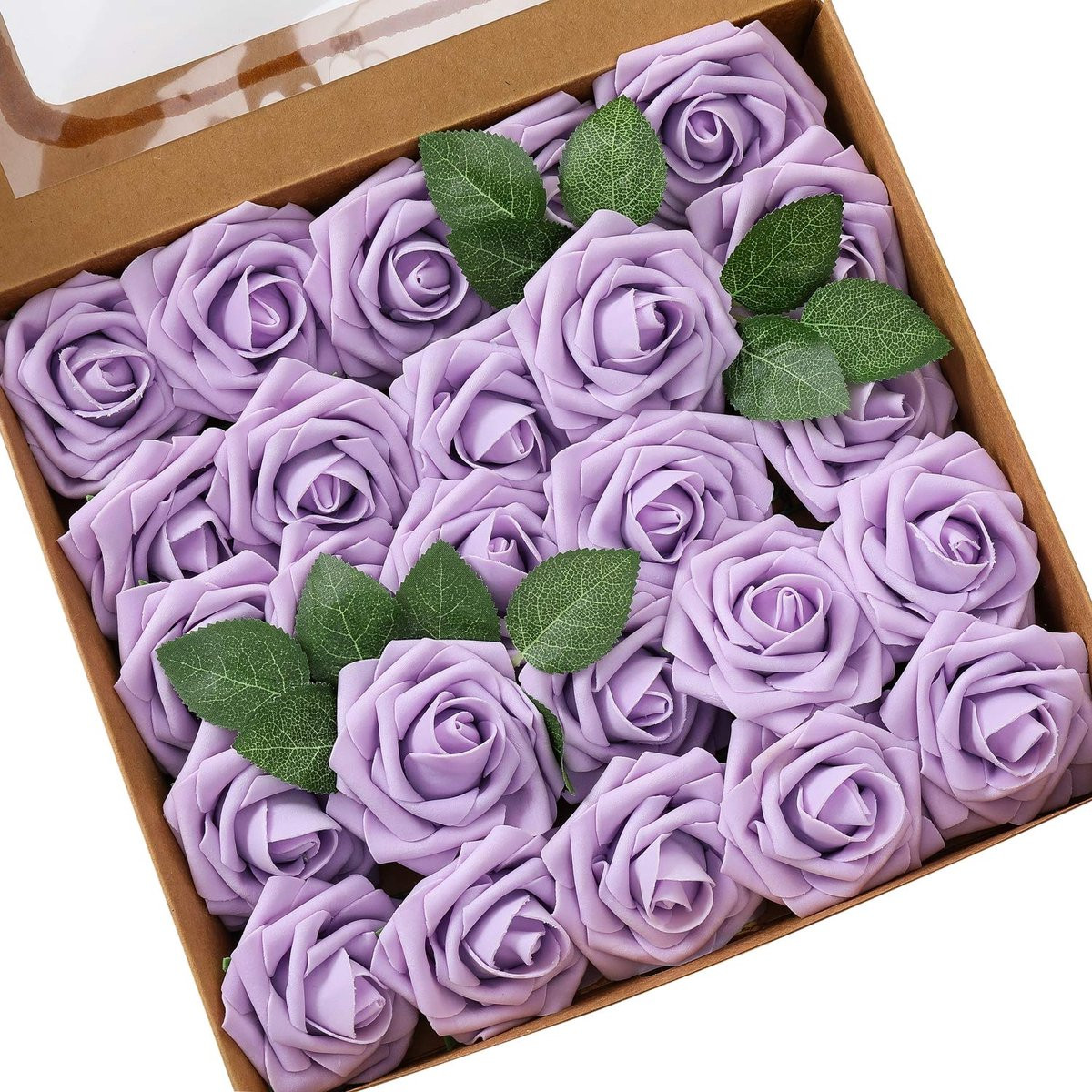Set van 10 handgemaakte kunstbloemen - Paarse schuimrozen van latexschuim en plastic