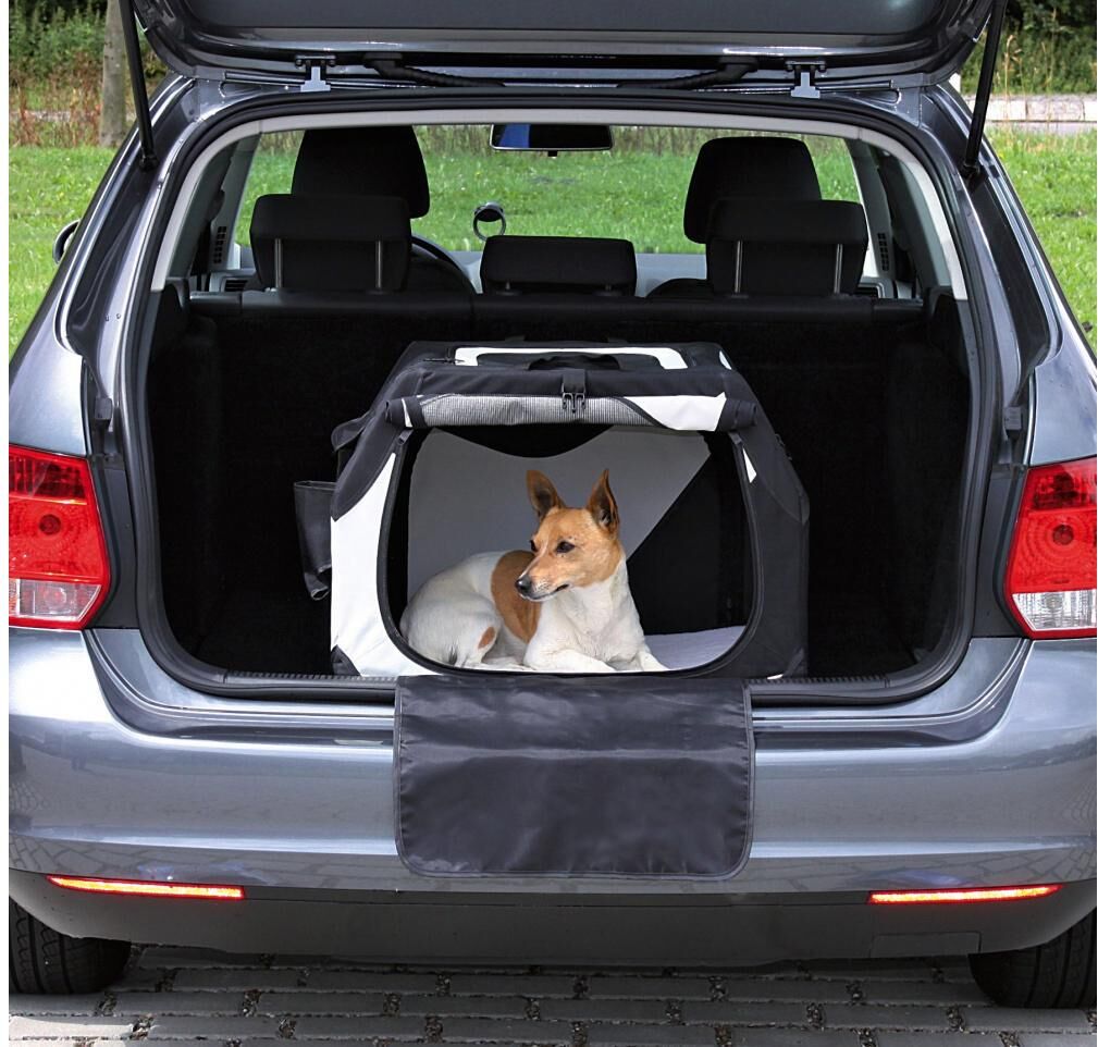 Tiertransportbox TRIXIE "Vario S", grau (grau, schwarz), B:61cm H:43cm T:46cm, Metall, Polyester, Tiertransportbehälter, Tiertransportbox grau, schwarz B/H/T: 61cm x 43cm x 46cm
