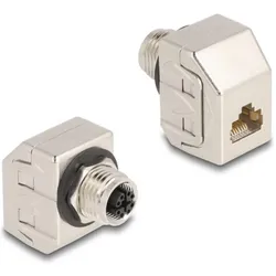 Delock M12 Adapter X-kodiert 8 Pin Buchse zu RJ45 Buchse Cat (RJ45), Netzwerk Adapter, Silber