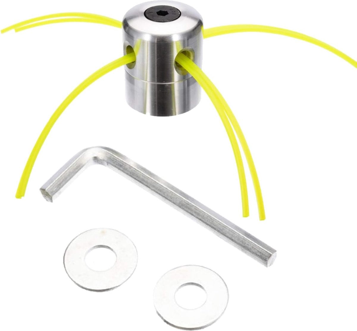 Aluminium Grastrimmerkop Spoelset met 4 Lijnen en Montagekit, Zilver