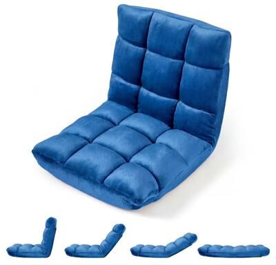 Costway 14-Position Adjustable Cushioned Floor Chair-Blue