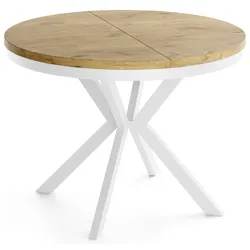 ESSTISCH Cloud runder ausziehbarer, Lancelot Eiche 100-180/100/76 cm