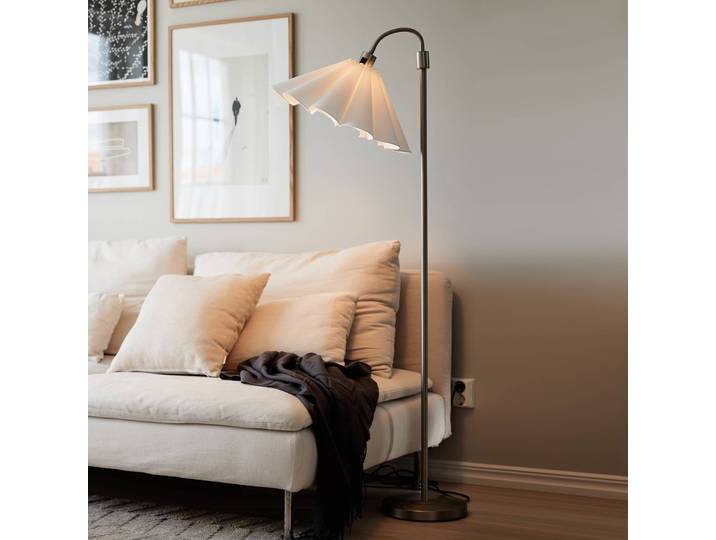 PR Home Stehlampe Frenja, weiß / opal, für Wohn- / Esszimmer, Textil / Stoff / Seide, Skandinavisch, Stehlampe