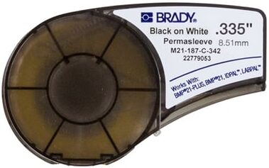 Brady M21-187-C-342 fita termo retrátil preto sobre branco 8,51 mm x 2,10 m