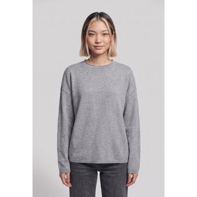 Strickpullover ONLY "ONLLOYAL AMALIO LIFE LS O-NECK KNT NOOS", Damen, Gr. S, light grau melange, Strick, Obermaterial: 80% Polyester, 20% Nylon, unifarben, bequem normal, Rundhals, Pullover Strickpullover, Materialmix