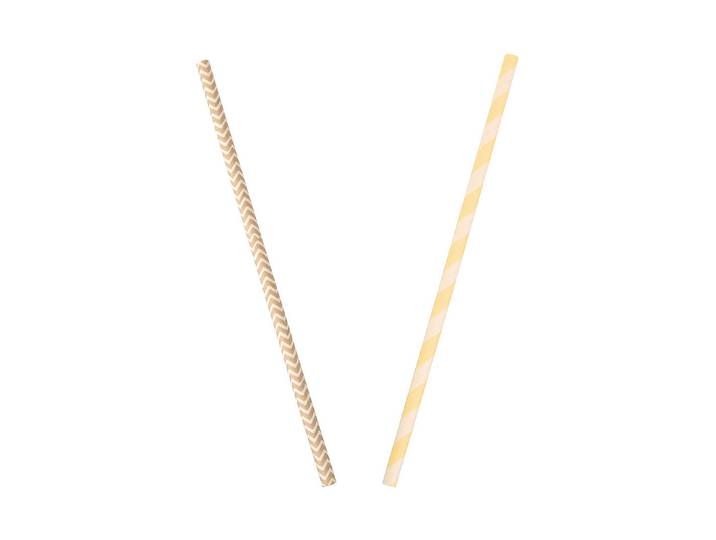 Rayher Papier-Trinkhalme Beige-Gestreift 25 Stück