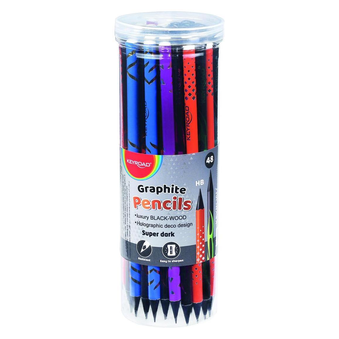 Keyroad Holzstift, hb, rund, holografisch, 48 stück, in der tube (HB, 48x) (45650213)
