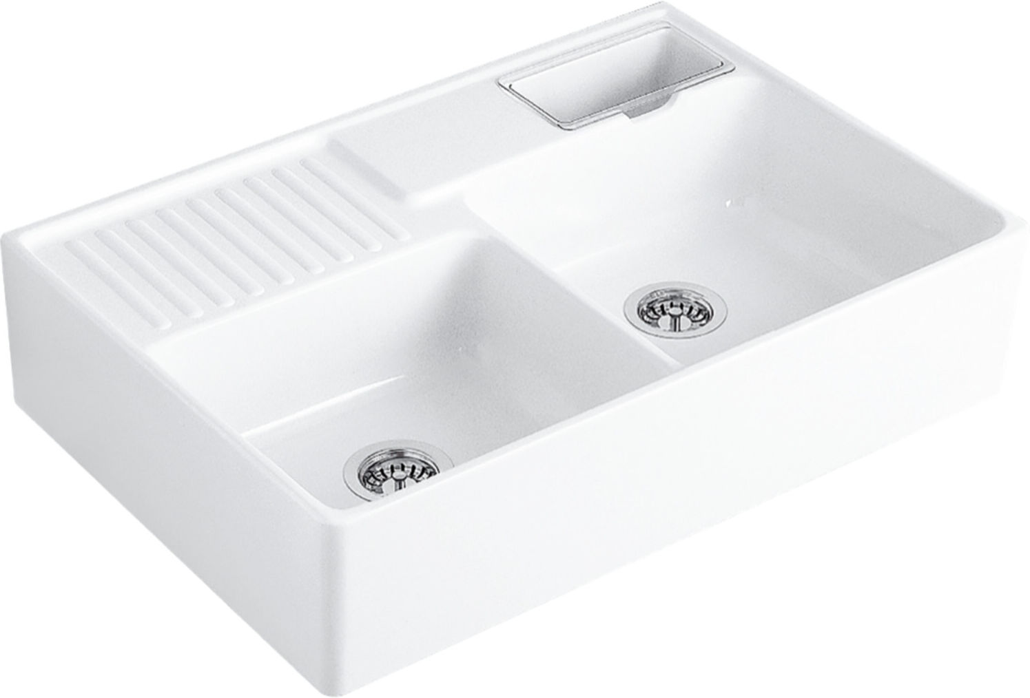 V&B; Spülstein-Doppelbecken Resteschale, Einbauspüle, pure black ; Villeroy & Boch (632300R7)
