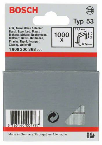 Bosch Accessories 1609200368 Feindrahtklammern Typ 53 1000 St. Abmessungen (L x B) 14mm x 11.4mm