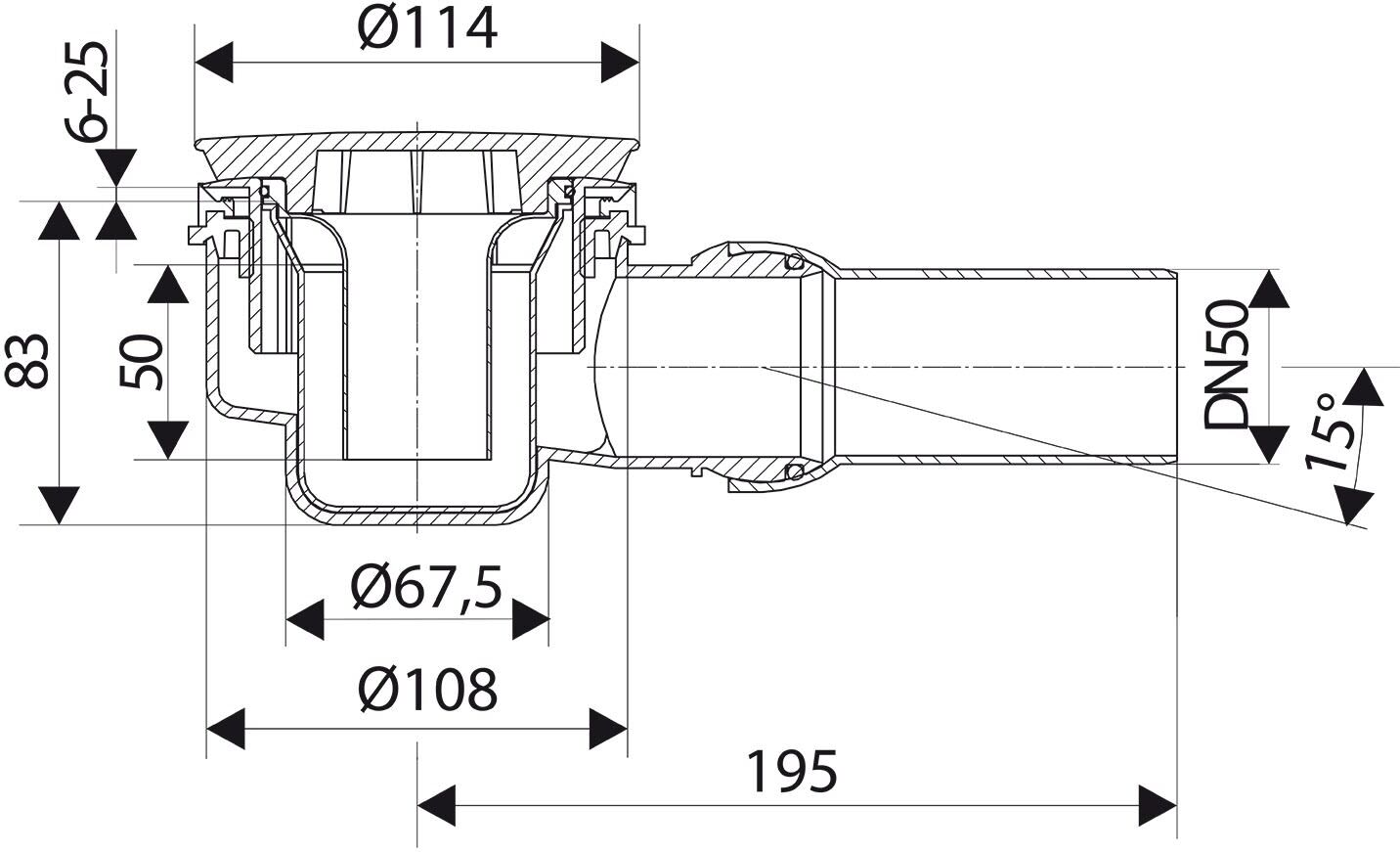 Ideal Standard Dallmer Orio, Ablauf waagerecht