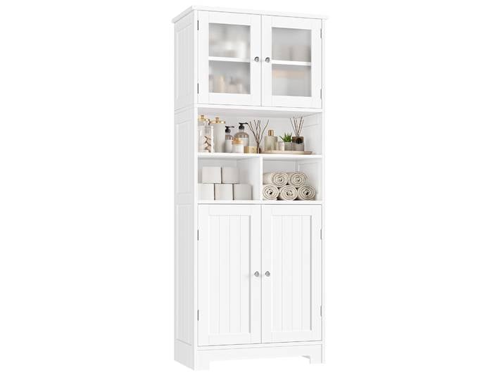Buffet, armoire de rangement de cuisine haute de 147,5 cm, armoire de garde-manger avec 4 portes et étagère réglable, armoire de cuisine haute pour la maison