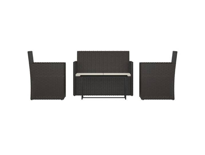 “Winter Sale TOP meuble d'extérieur arrière-cour terrasse Noir - Mobilier d'extérieur 4 pcs avec coussins Résine tressée Noir