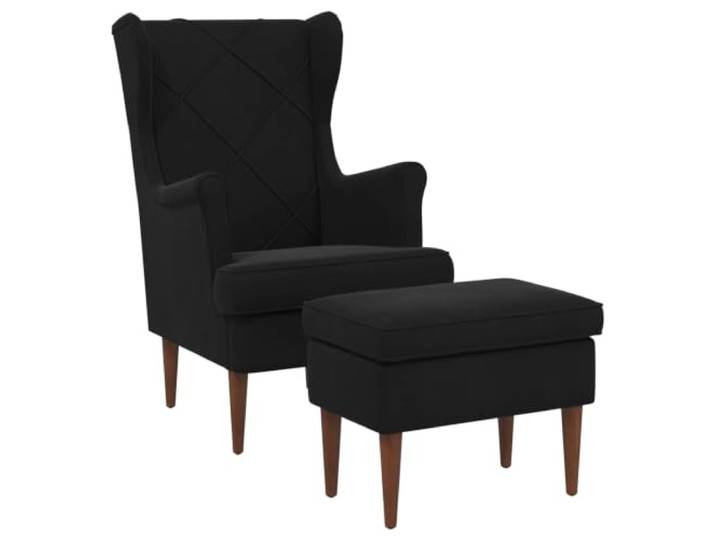 Sessel mit Ottomane aus schwarzem Samt, 2 Stück, modern mit Fußstütze Weicher Samt, Metall- und Holzgestell, abnehmbares Kissen, einfache Reinigung