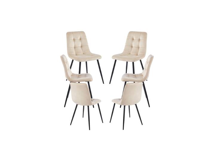 6er Set Stühle Stuhl Samt - Beige