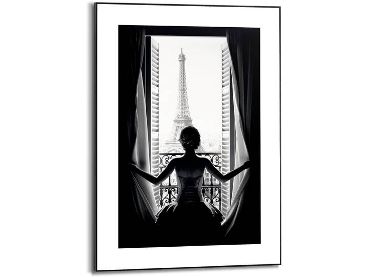 Bild mit Rahmen REINDERS Paris Balcony , schwarz (farbe rahmen: schwarz, farbe bild(er): schwarz, weiß), B:50cm H:70cm T:1,6cm, MDF, Bilder, Bild mit Rahmen