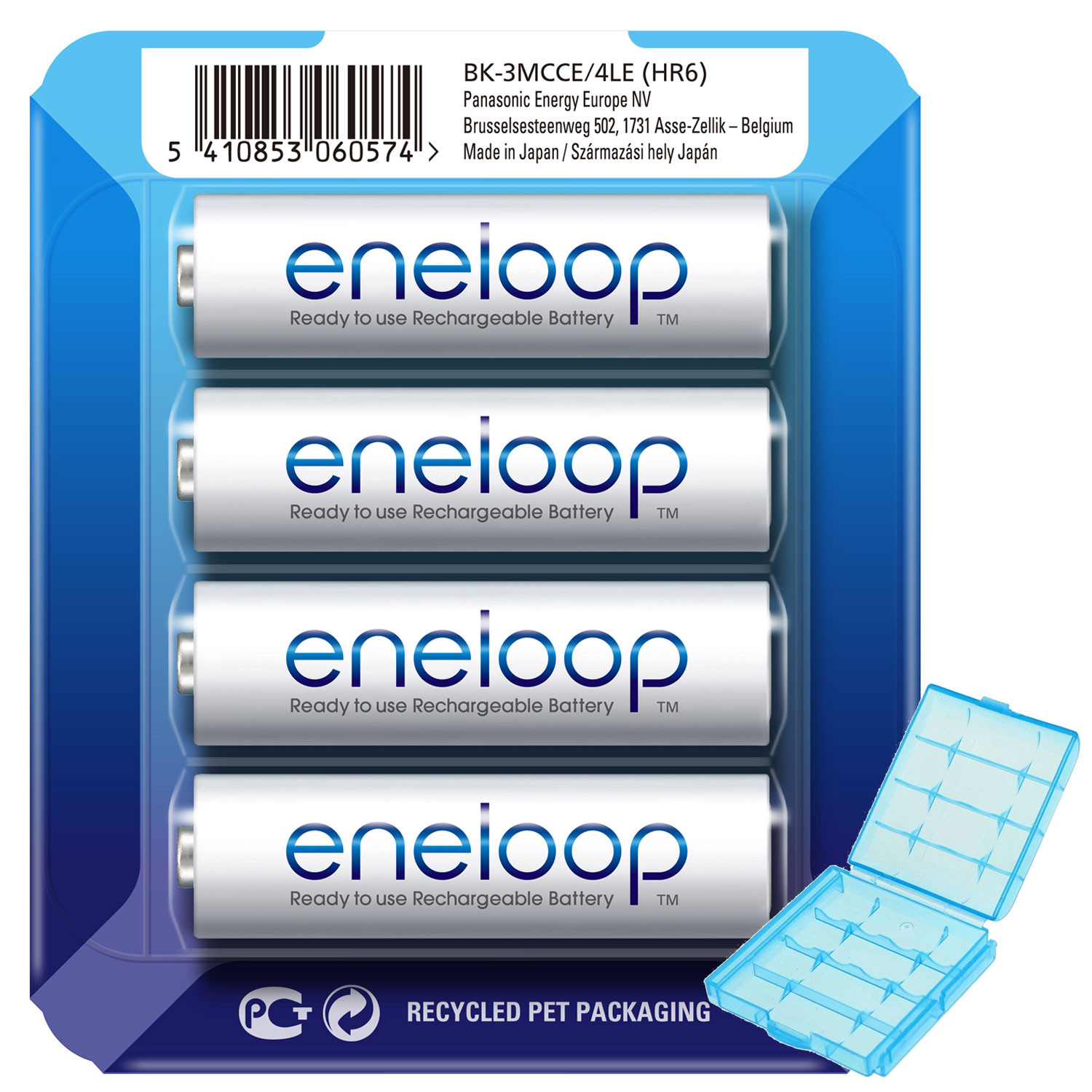 Panasonic eneloop Mignon AA NiMH batterijen met opbergdoos en AccuCell verpakking