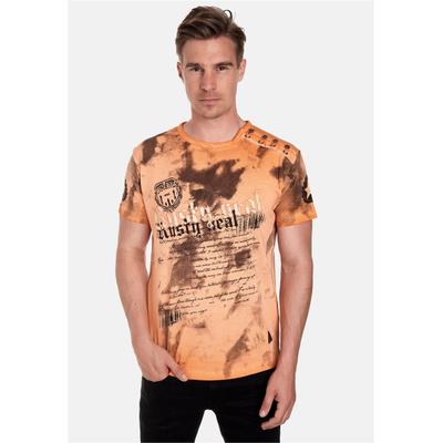 T-Shirt RUSTY NEAL, Herren, Gr. 3XL, orange, 100% Baumwolle, bedruckt, normal, Rundhals, Shirts T-Shirt, in tollem Batik-Design