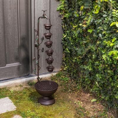 Alpine Corporation 38"" Tall Indoor/Outdoor Hanging 6-Cup Tiered Floor Water Fountain, Bronze"