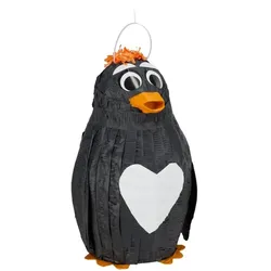 Relaxdays 2 x Pinata Pinguin Weiß,Orange,Schwarz