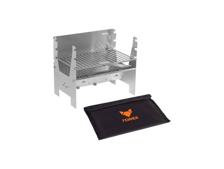 Holzkohlegrill FENNEK GRILL FENNEK Grill light , silber (silberfarben), B:28,4cm H:2,77cm T:18,6cm, Grills, Holzkohlegrill