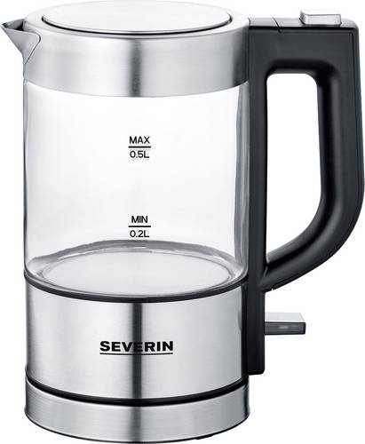 Severin 3472 Wasserkocher schnurlos, Überhitzungsschutz Edelstahl (gebürstet), Schwarz Fassungsvermögen: 0.5 l