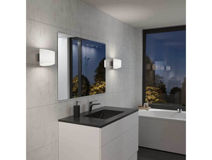 Evoke Wandleuchte IP44 Oval Anthracite/Opal - Herstal - Wohnzimmer - Metall