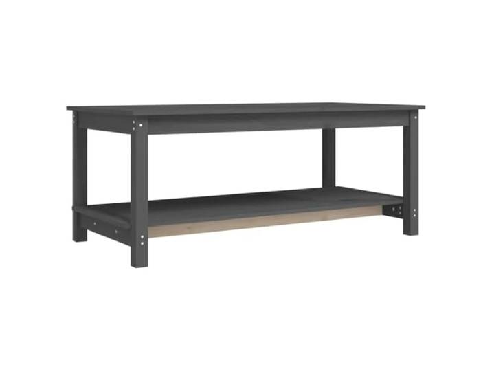 Roanoer Couchtisch Massivholz Kiefer Grau 110x55x45 cm Wohnzimmertisch Praktischer Kaffeetisch mit Unterablage für Bücher & Deko im Wohnzimmer. Robustes Design inklusive Montageanleitung.