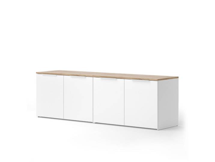 Vicco Wohnwand Wido Weiß/Sonoma 2 Teile, Weiß, Sonoma Eiche, Holzwerkstoff, Rechteckig, 80x50x40 cm, Wohnzimmer, Wohnwand