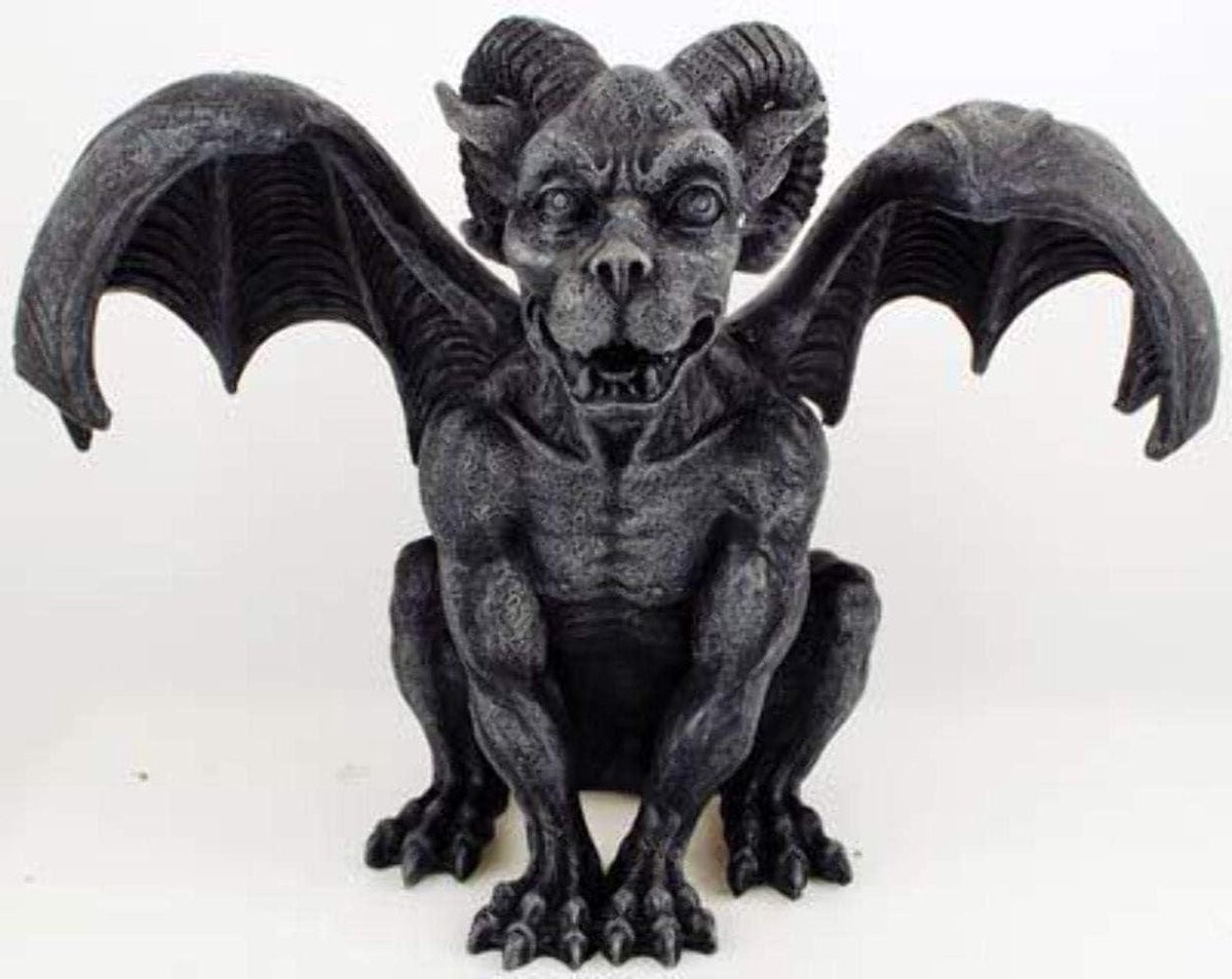 Handgeschilderd Gargoyle Beeld in Grijs - Hars Figuur voor Huisdecoratie - Hoogte: 190,5 cm
