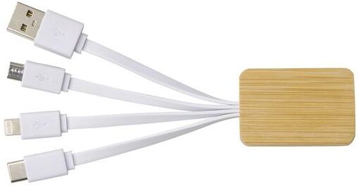 Câble de charge personnalisable en bambou Brandan bambou blanc