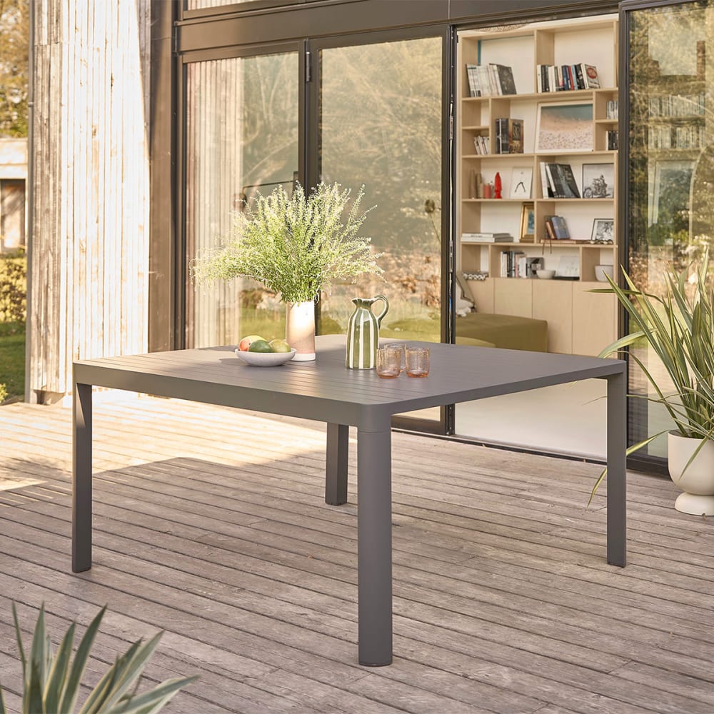 BERAH GETAH Table carrée extensible Gris 97x76x149cm