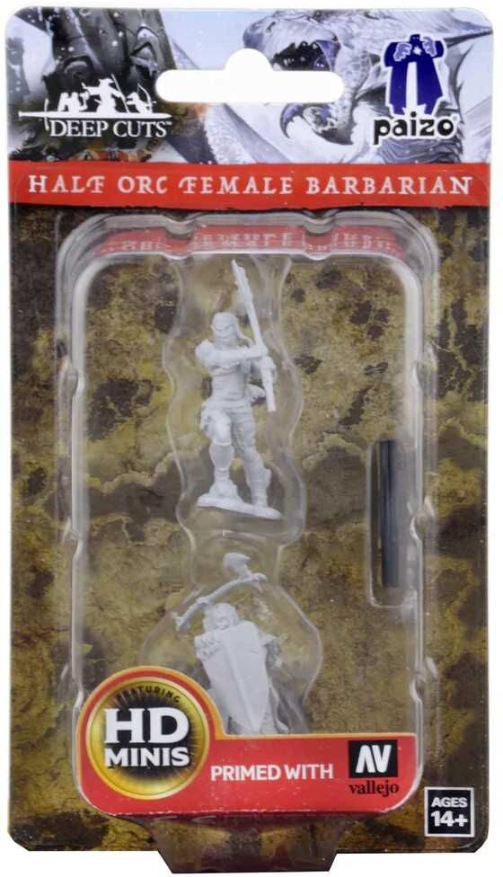 Wiz Kids LLC Pathfinder Deep Cuts Unpainted Miniatures: Half-Orc Female Barbarian for Tabletop Role-Playing Games