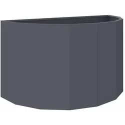 Helloshop26 - Moderner halbkreisförmiger Gartenpflanzkasten 90 x 45 x 50 cm einfach zu montieren anthrazitfarbener Stahl