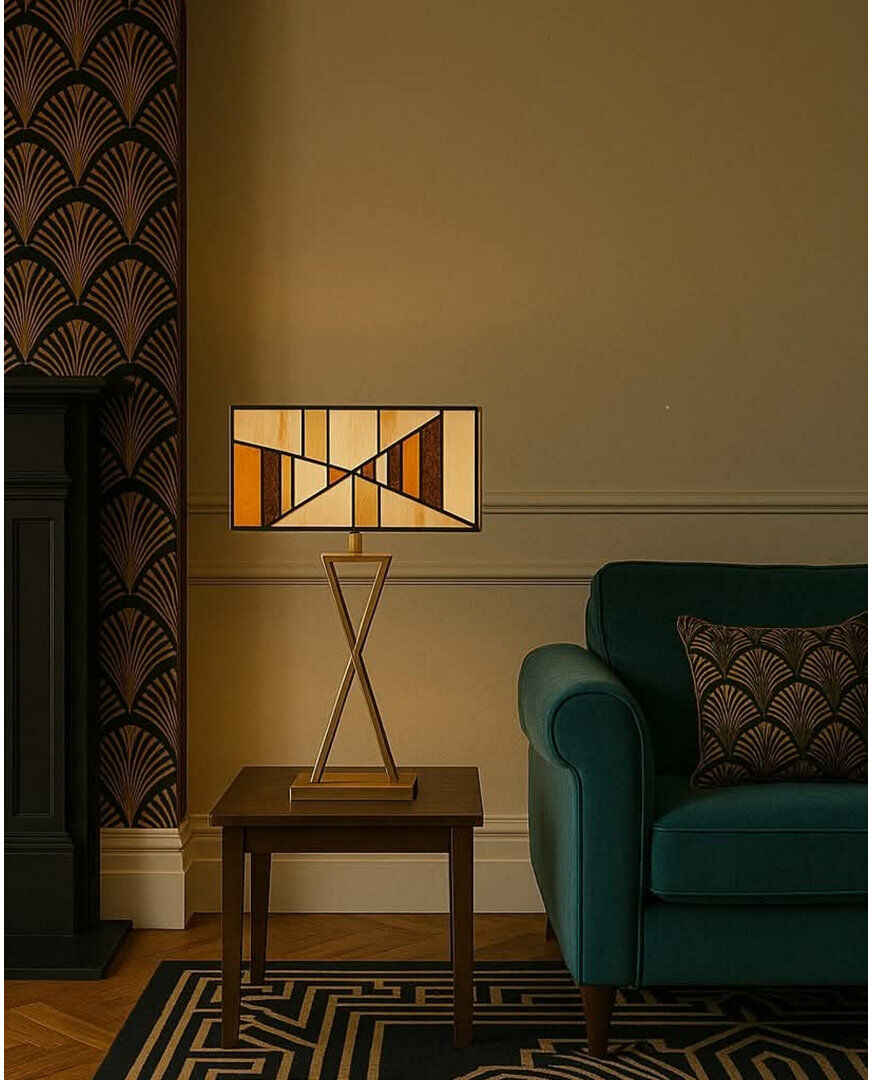Ebern Designs Deco 64cm Tiffany Glass Antique Vintage Style Table Lamp Antique Brass 64cm H X 41cm W X 30cm D