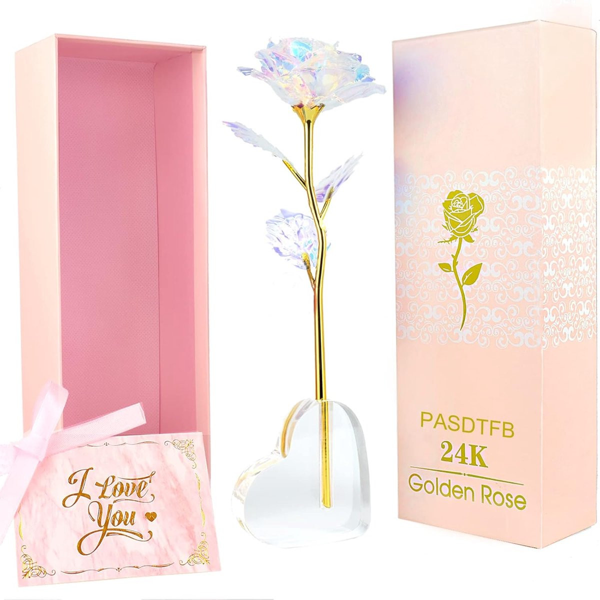 Handgemaakte Eternal flower rozen in rosegoud