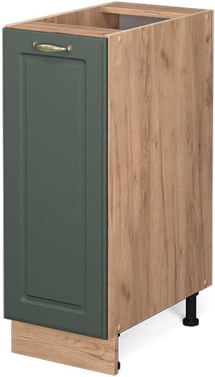 Groene apothekerskast voor de keuken met softclose scharnieren, Breedte: 30 cm