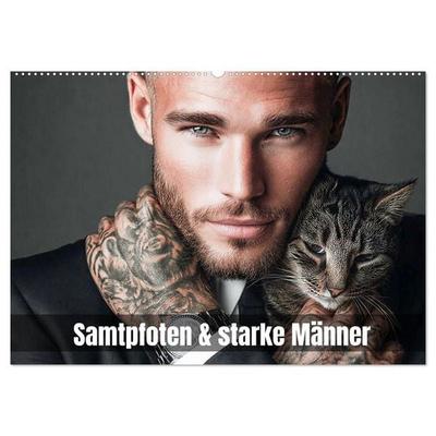 Samtpfoten & starke Männer (Wandkalender 2027 DIN A2 quer), CALVENDO Monatskalender