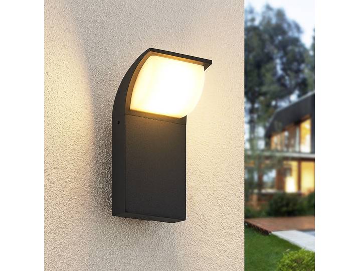 Tinna LED d’extérieurApplique Murale Anthracite - Lucande - Balcon - Moderne - Aluminium - À ampoule unique